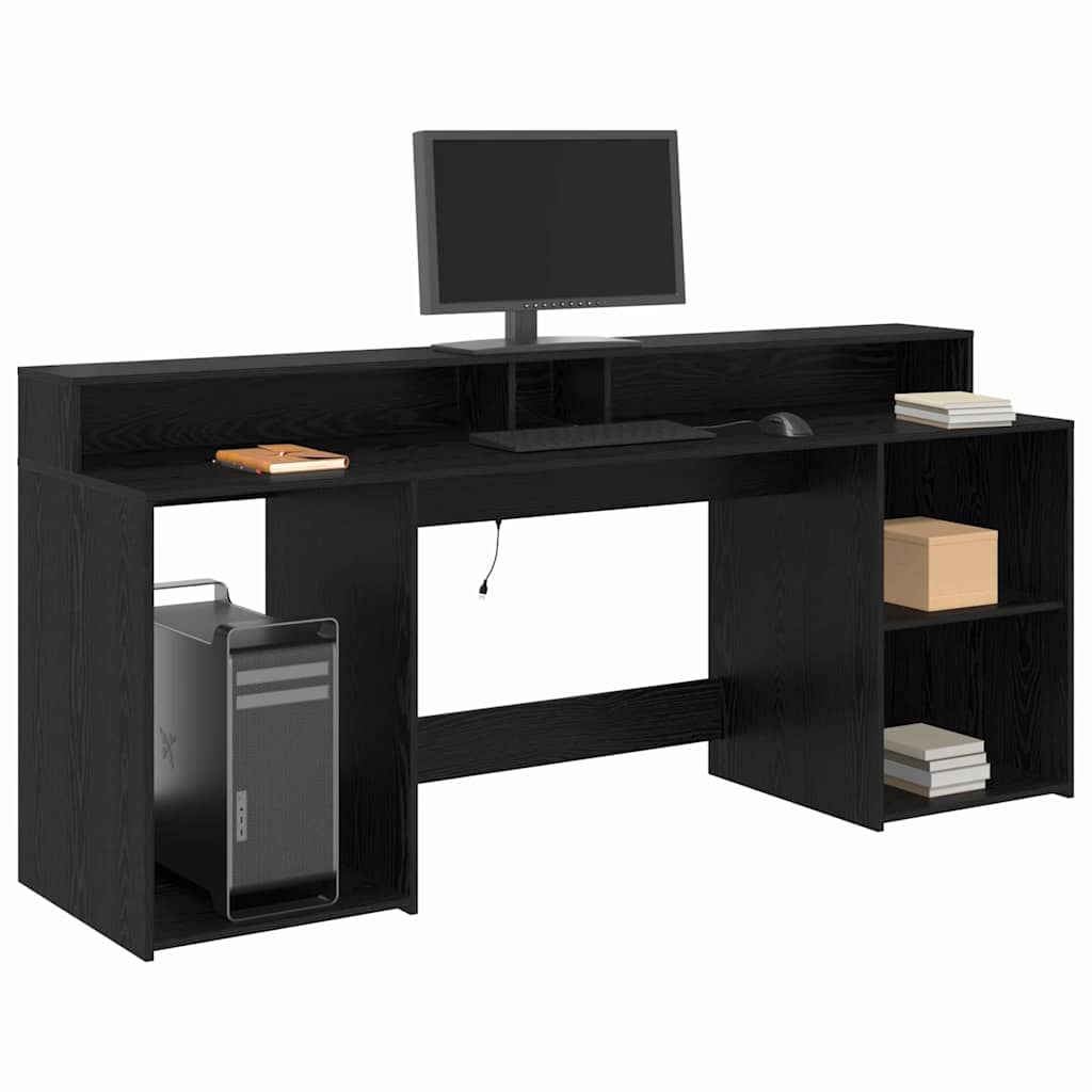 Desk Black Oak 200 x 55 x 91 cm Particleboard