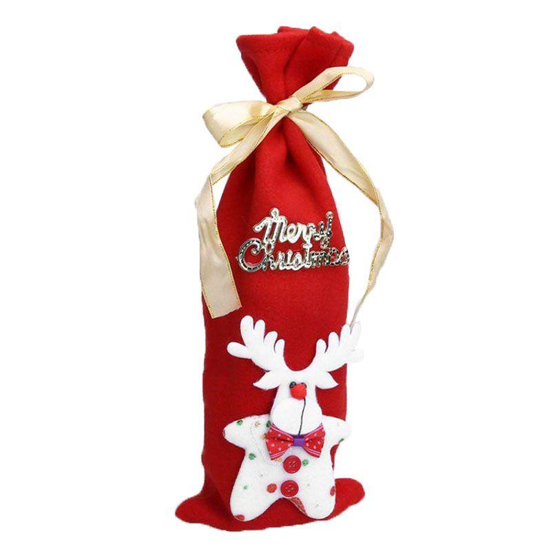 Festive Santa Wine Bottle Bag Cover For Merry Christmas Dinner Party Decor