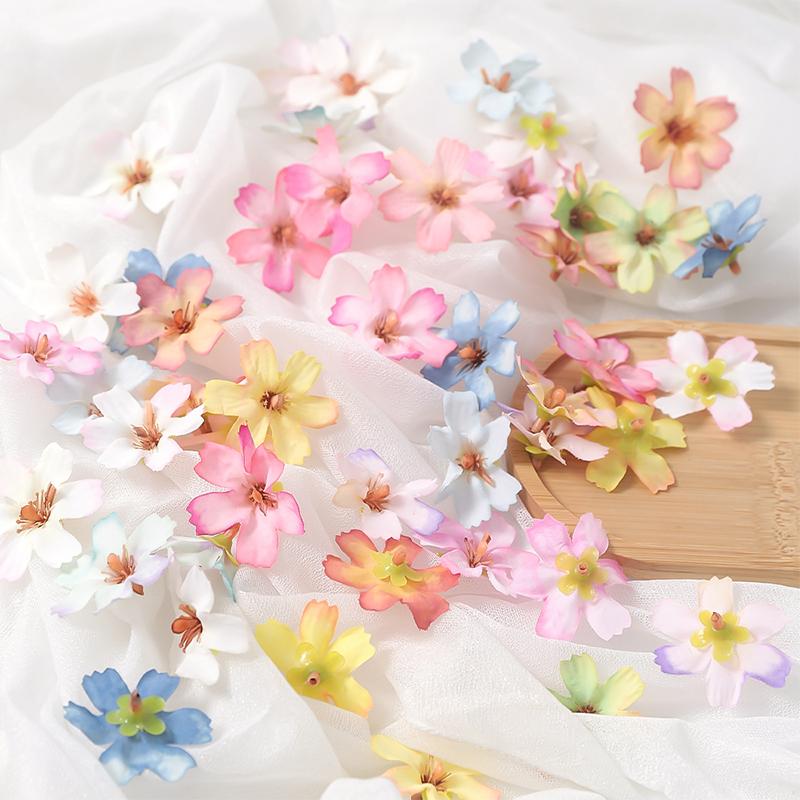 30/50Pcs Artificial Flowers Heads 4cm Silk Fake Flowers for Home Dceor Wedding Bride Decoration Craft Wreath Gifts Accessories