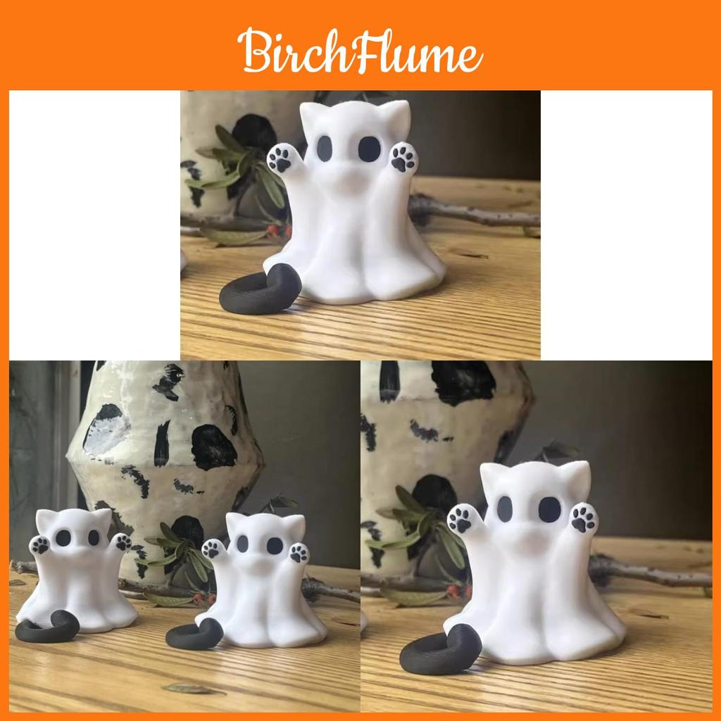 Ghost Cat Mini Halloween Tabletop Figurine With Ecopvc Material For Gift And Decor
