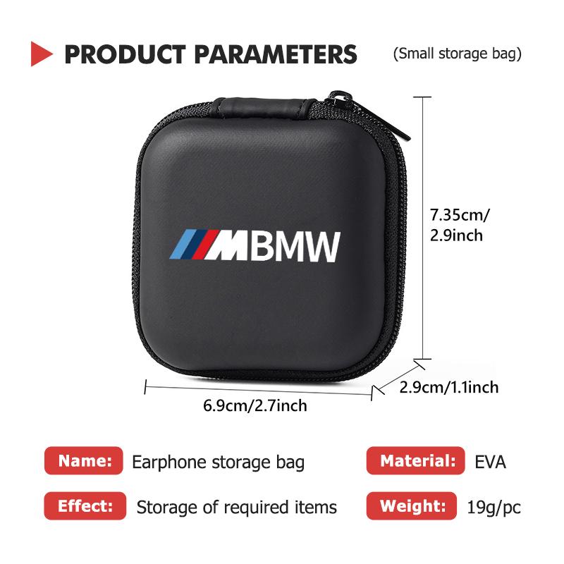 WSQK5 Car Portable EVA Storage Earphone Cable Case Bluetooth Bag For BMW M Performance Alpina M3 M5 M6 X1 X3 X4 X5 G20