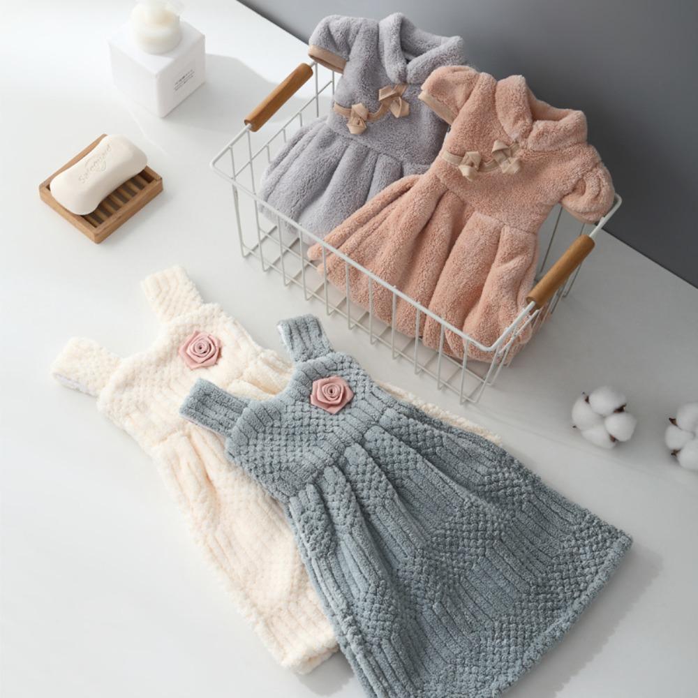 

Мягкое полотенце в форме платья из ультратонкого волокна, детский носовой платок для ванной комнаты, коралловые бархатные полотенца для рук