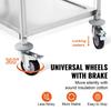 Kitchen Utility Cart, 3 Tiers, Wire Rolling Cart with 450LBS Capacity, Steel Service Cart on Wheels, Metal Storage Trolley with 80mm Basket Curved
