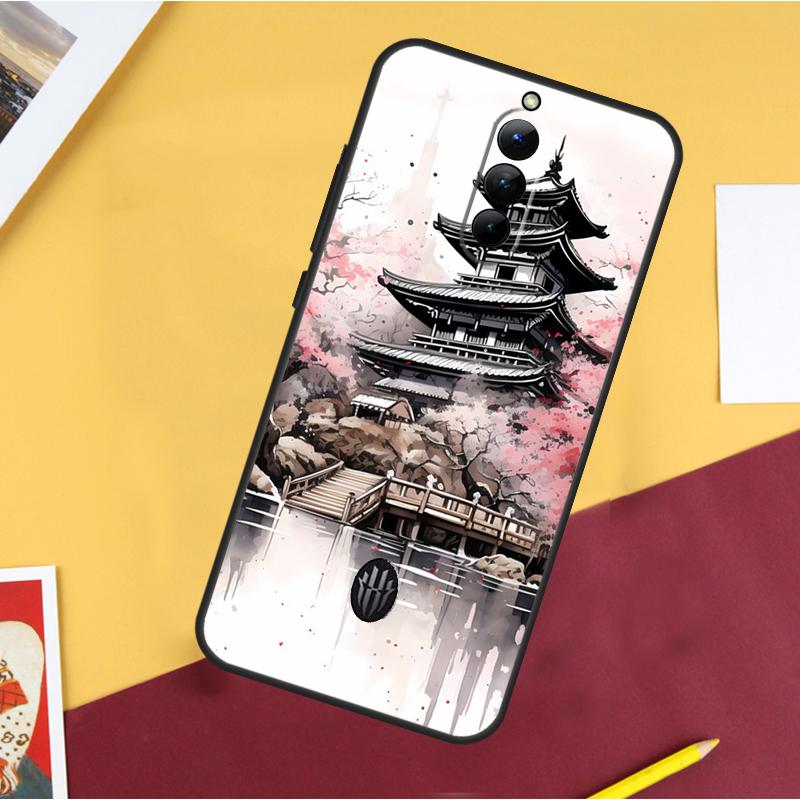 Japanese Art Temple Sakura Case For ZTE Nubia Red Magic 10S Pro Plus 8 9 10 Air 8S 9S 11 Pro Plus 6 7 6S 7S Pro Cover