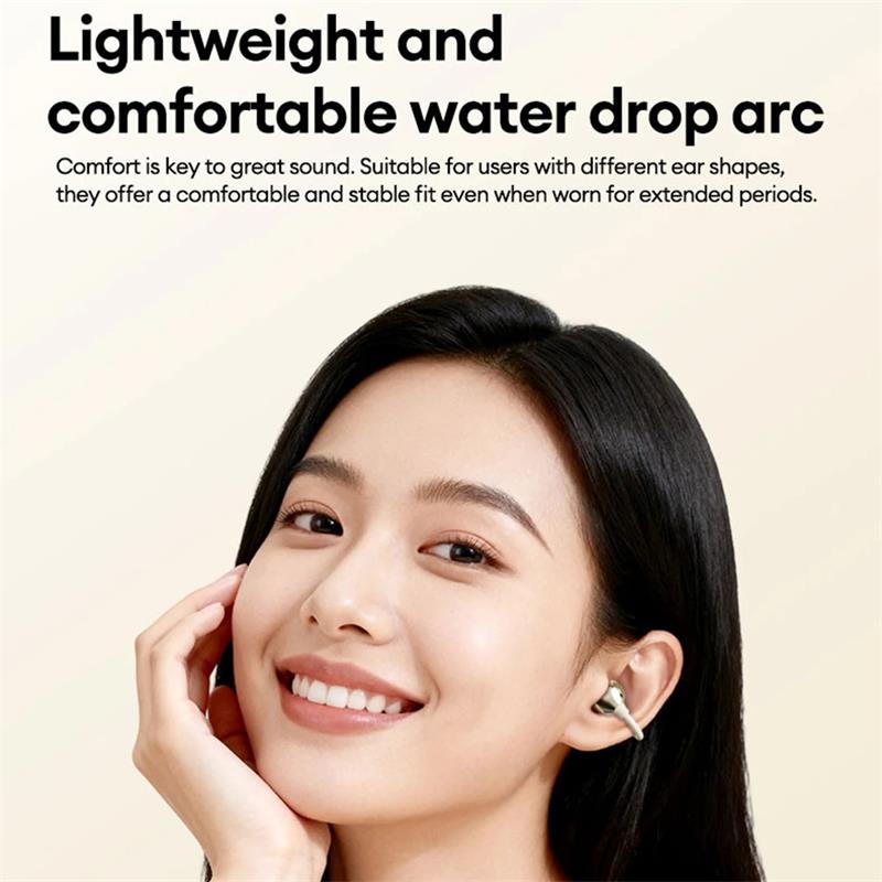 Lenovo RS106 Clip-On Open-Ear Earbuds Bluetooth 6.0, 24H Play, USB-C Fast Charge, Dolby HiFi Bass, ENC Calls, Water-Drop Arc Comfort Sports Headphones