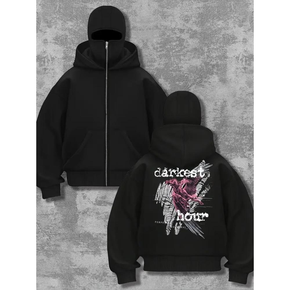 Shanglian Zippered Sweatshirt Hoodie Coat Unisex Spring Autumn Winter Fleece Double Hat Sweatshirt for Men