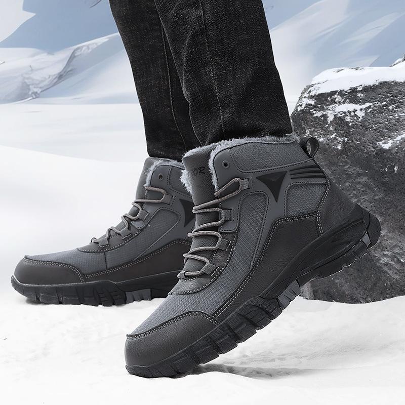 Non-slip hiking large size snow boots men's velvet thickened sneakers waterproof, cold-resistant and warm high-top cotton boots men