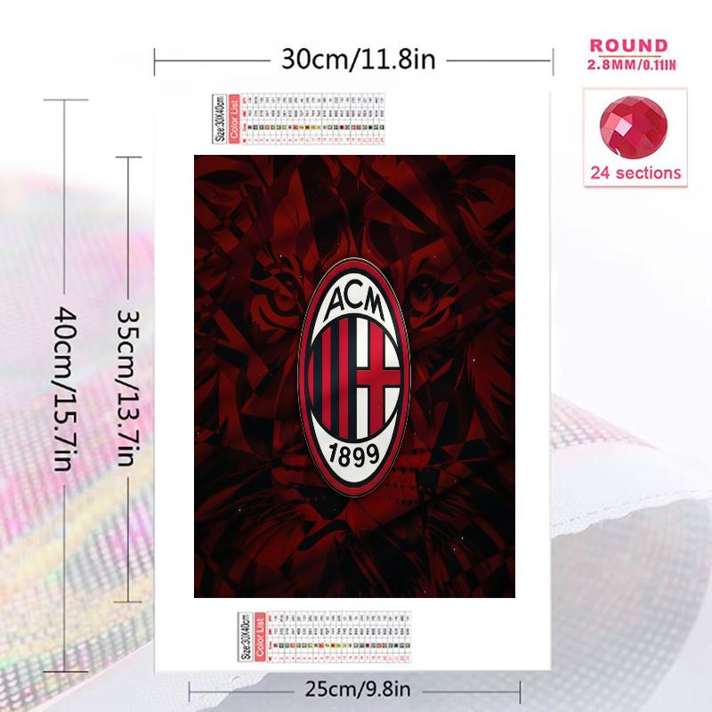 AC Milan 100% Round Full Drill 5D DIY Diamond Painting Embroidery Cross Stitch Rhinestone Décor