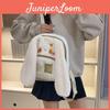 Long Eared Bunny Plush Girls Cartoon Backpack With 8inch Laptop Pocket For Daily Use