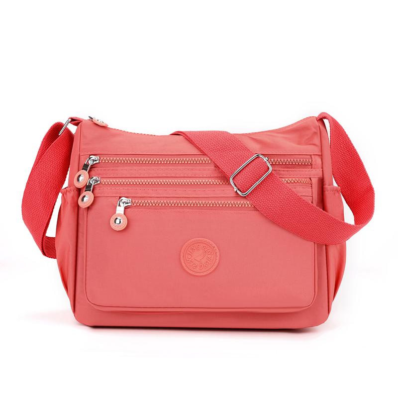 Borsa a tracolla da donna semplice in nylon con tasche multiple, impermeabile, per uscite casual e viaggi