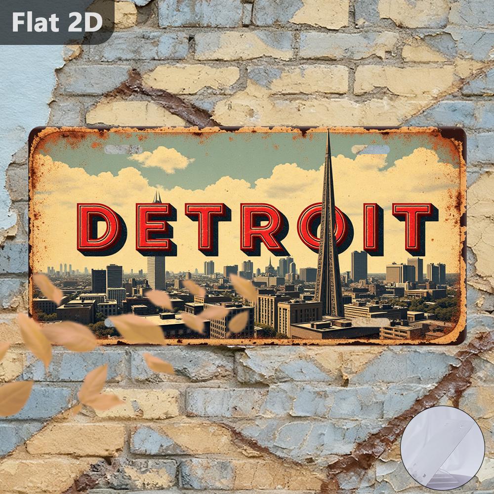 D Flat  Retro Industrial Metal Plaque Wall Decor in D  Large Size X Inches (X Cm) in Deep Green And Golden Vintage