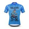 Men'S Blue Cycling Jersey with "Never Underestimate an Old Man On a Bike" Graphic - Short Sleeve, Zip-Up, Quick-Dry, Sun-Protective Outdoor Sportswe