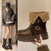 Autumn and Winter New Women's Shoes Medium Top Platform Casual Metal Buckle Martin Boots Heightening Fashion Thin Knight Boots