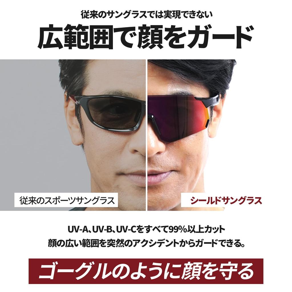 Sports Black Matte Mirror Lens with Red Ribbon A-Fit Men's Sunglasses, Mirror, AF-806-C2