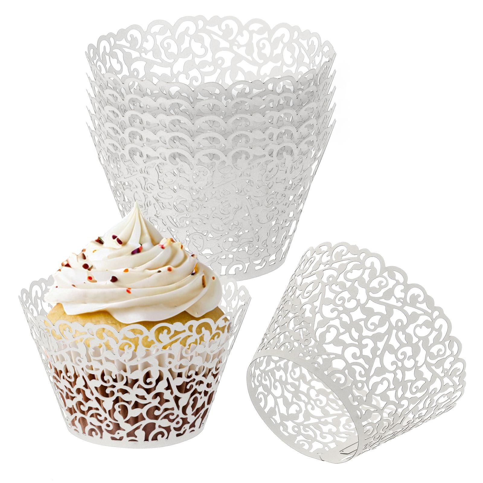 

50pcs Baking Cups Standard Vine Decoration Laser cut Cupcake Wrappers Cake Toppers for Anniversary Birthday Weddings Parties серебряный серый