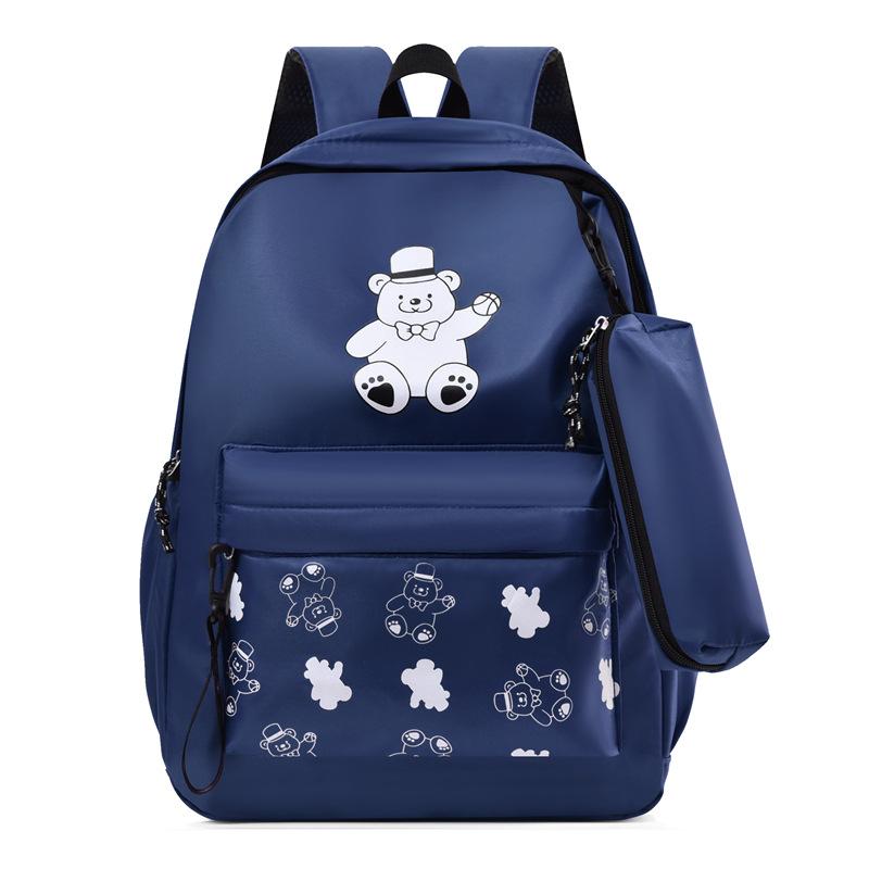 Schoolbag1011 Summer School Bag Backpack Shoulder Pencil Bag Three-piece Set Canvas Bag Large Capacity Travel and Leisure