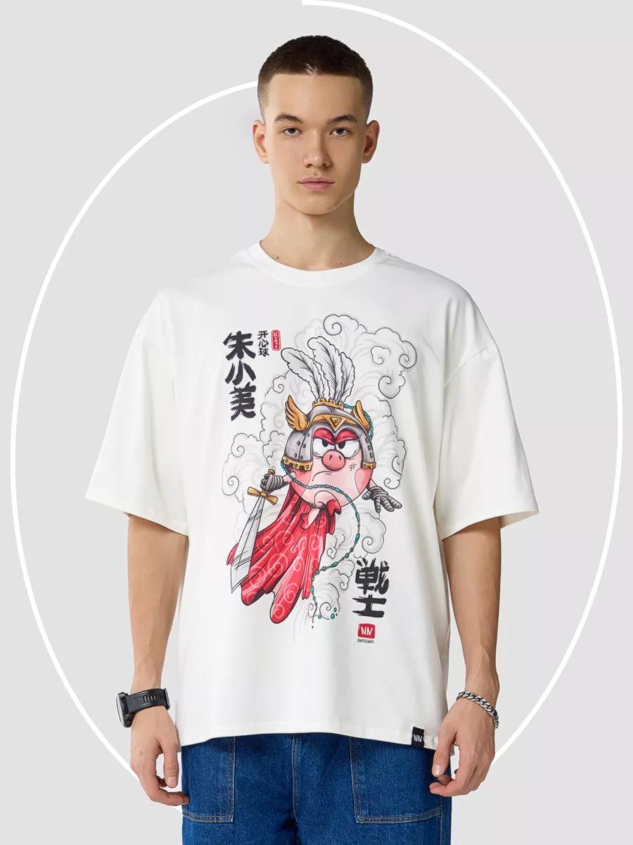 Свободная футболка с принтом Смешариков M