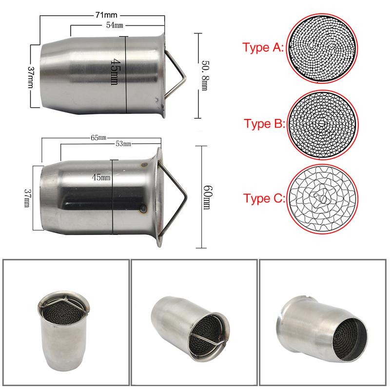 ZSDTRP 50.8mm 60mm Motorbike Universal Front Catalyst DB Killer for Motorcycle Exhaust Muffler
