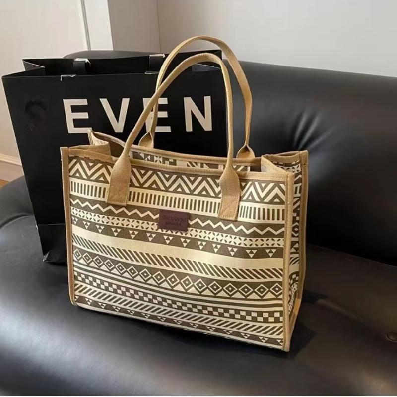 

Vintage Ethnic Style Large Capacity Canvas Tote Bag Work Commuting and Everyday Use Canvas Bag хакі