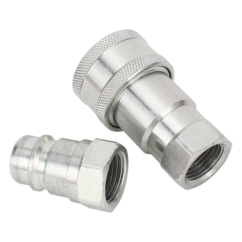2 Pcs 12in NPT Hydraulic Coupler Male and Female ISO 7241A Hydraulic Quick Connect Coupling with