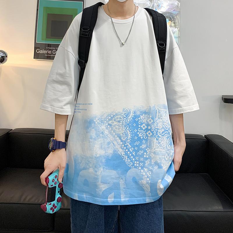 Мужская футболка с коротким рукавом свободная летняя хлопковая футболка футболка с коротким рукавом M белый 1187₽