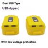 1 Piece Portable Usb+Type-C Output Battery Adapter With Led Light Power Bank Phone Charger For Dewalt 20V Li-Ion Battery
