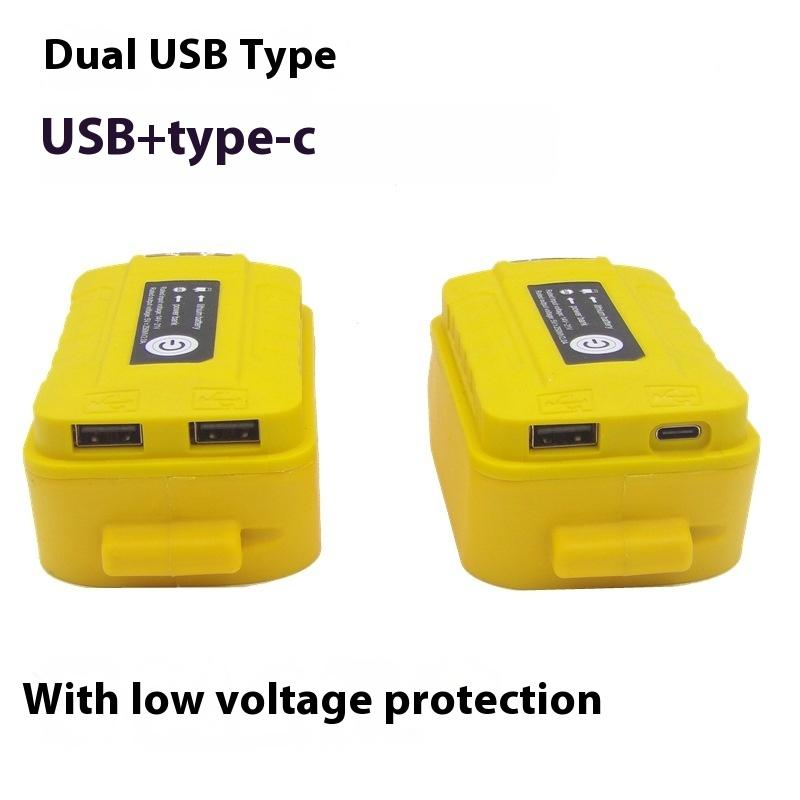 1 Piece Portable Usb+Type-C Output Battery Adapter With Led Light Power Bank Phone Charger For Dewalt 20V Li-Ion Battery