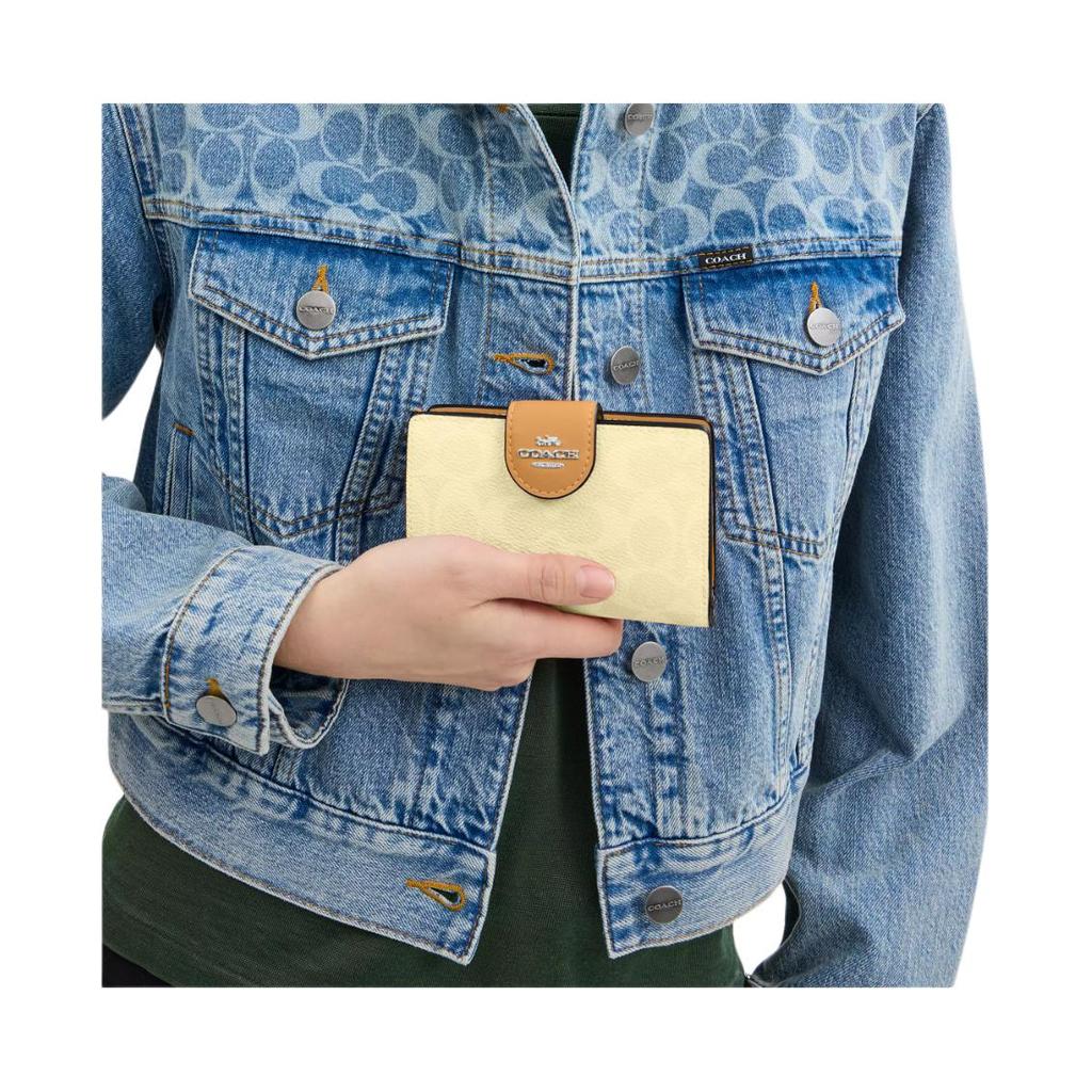 New COACH Coated Canvas Wallet Mini Women's Dry Grass CW786-SVMN0