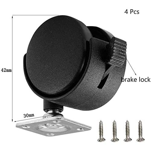 Replacement Caster Wheels with Screws, DIY Furniture Replacement Kit, Silent Series, Self-Adhesive Casters, 30kg Load Capacity (Set of 8)