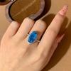 Charming Blue Oval CZ Women S Sterling Silver Rings Wedding Bling Bling Graceful Bridal Eternity Ring Trendy