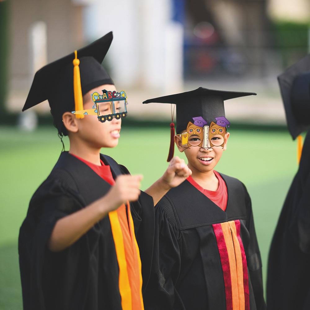 Theme Graduation Season Cartoon Pattern Paper Glasses Photography Props Decor