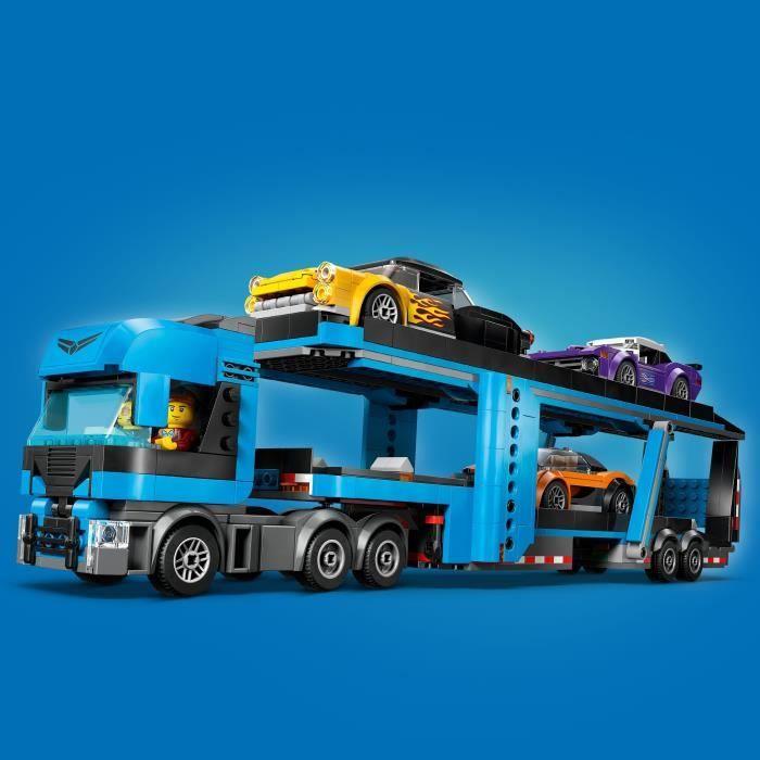 LEGO® City 60408 Le camion de transport de voitures de sport, 4 véhicules pour enfants
