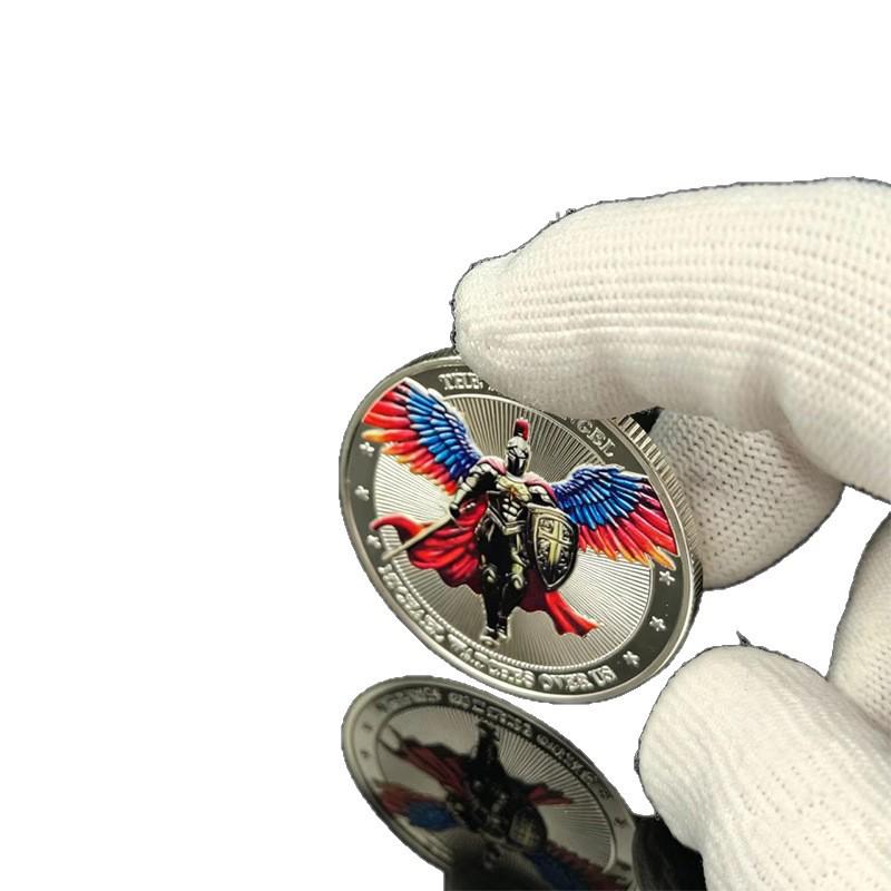 Saint Michael Archangel Gold-Plated Silver Coin: Commemorative Relief Badge Gift