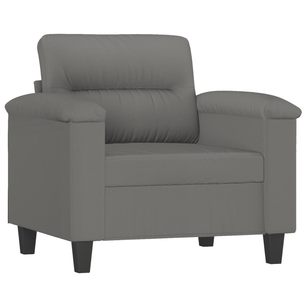 Vidaxl Fotel Z Podnóżkiem, Ciemnoszary, 60 Cm, Obity Mikrofibrą