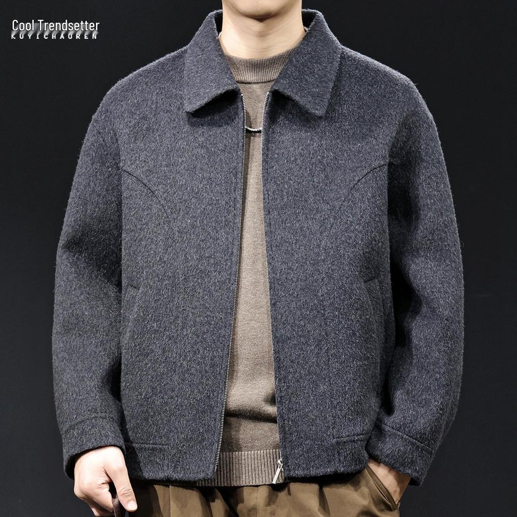 Men's American Style Heavyweight Wool Cashmere Jacket - Double-faced, Thickened, High-end, Plus Size Casual Outerwear for 2025.