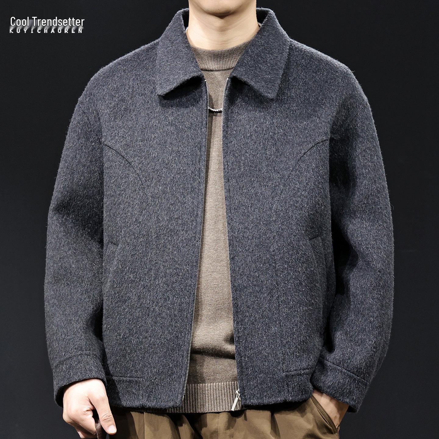 

Men s American Style Heavyweight Wool Cashmere Jacket - Double-faced, Thickened, High-end, Plus Size Casual Outerwear for 2025. 4XL (suitable for 100-110 kg) деревне вугілля/сірий колір