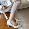 G460-6 pointed single shoes women's 2025 new autumn shallow mouth ladyshoes square buckle rhinestone Mary Jane stiletto high heels