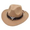 Ethnic Style Handsome Tibetan Hat Children'S Performance Top Hat Cow Head Warped Edge Western Cowboy Hat Sunscreen Sun Hat