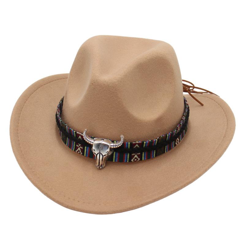 Ethnic Style Handsome Tibetan Hat Children'S Performance Top Hat Cow Head Warped Edge Western Cowboy Hat Sunscreen Sun Hat