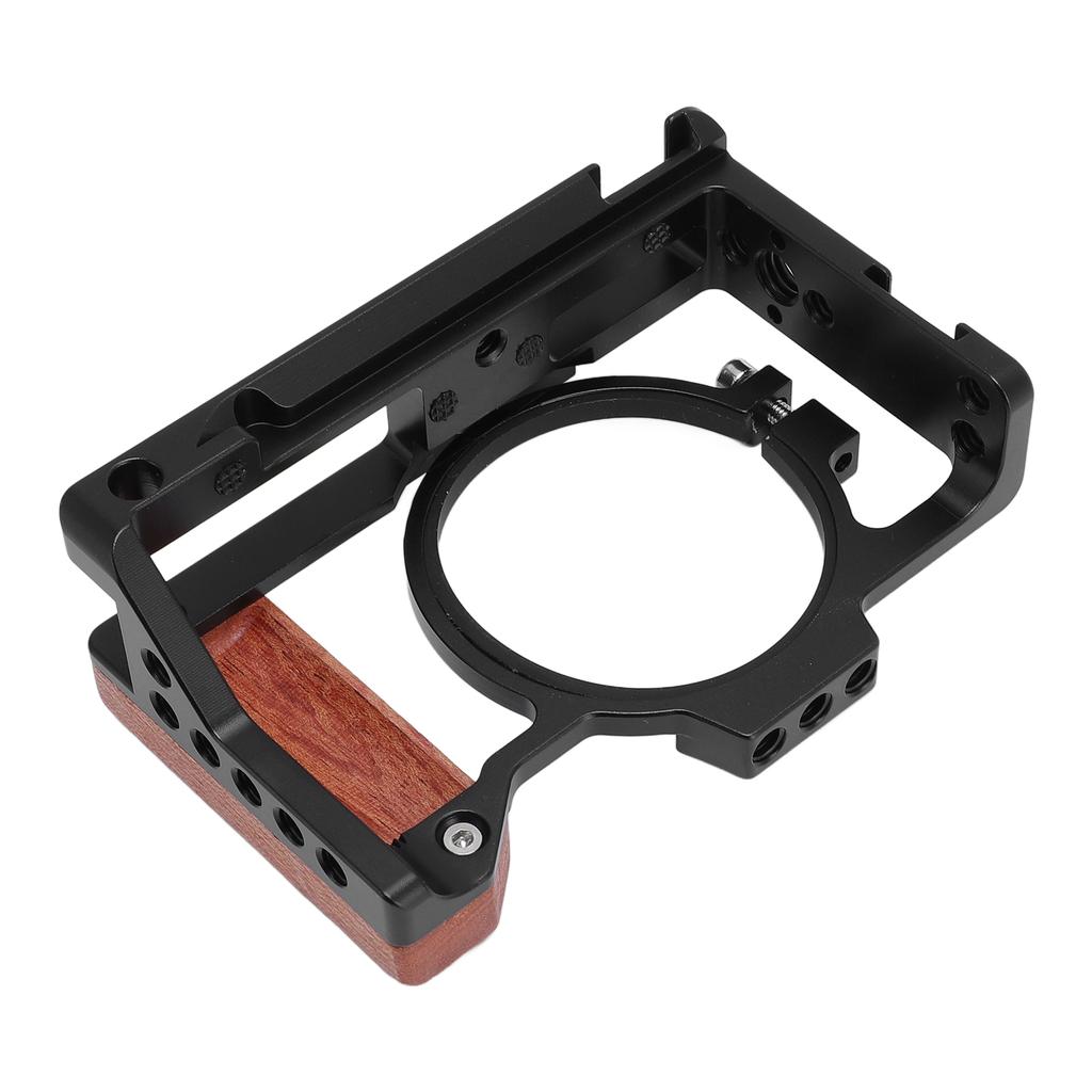 Camera Cage with Wood Handle 38in 14in Screw Cold Shoe Mount Aluminum Alloy Metal Protective