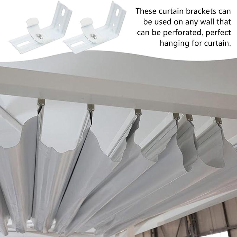 8Pieces White Vertical Blinds L Shape Brackets Mounting Clips Iron Construction for Easy Installation In Various Setting