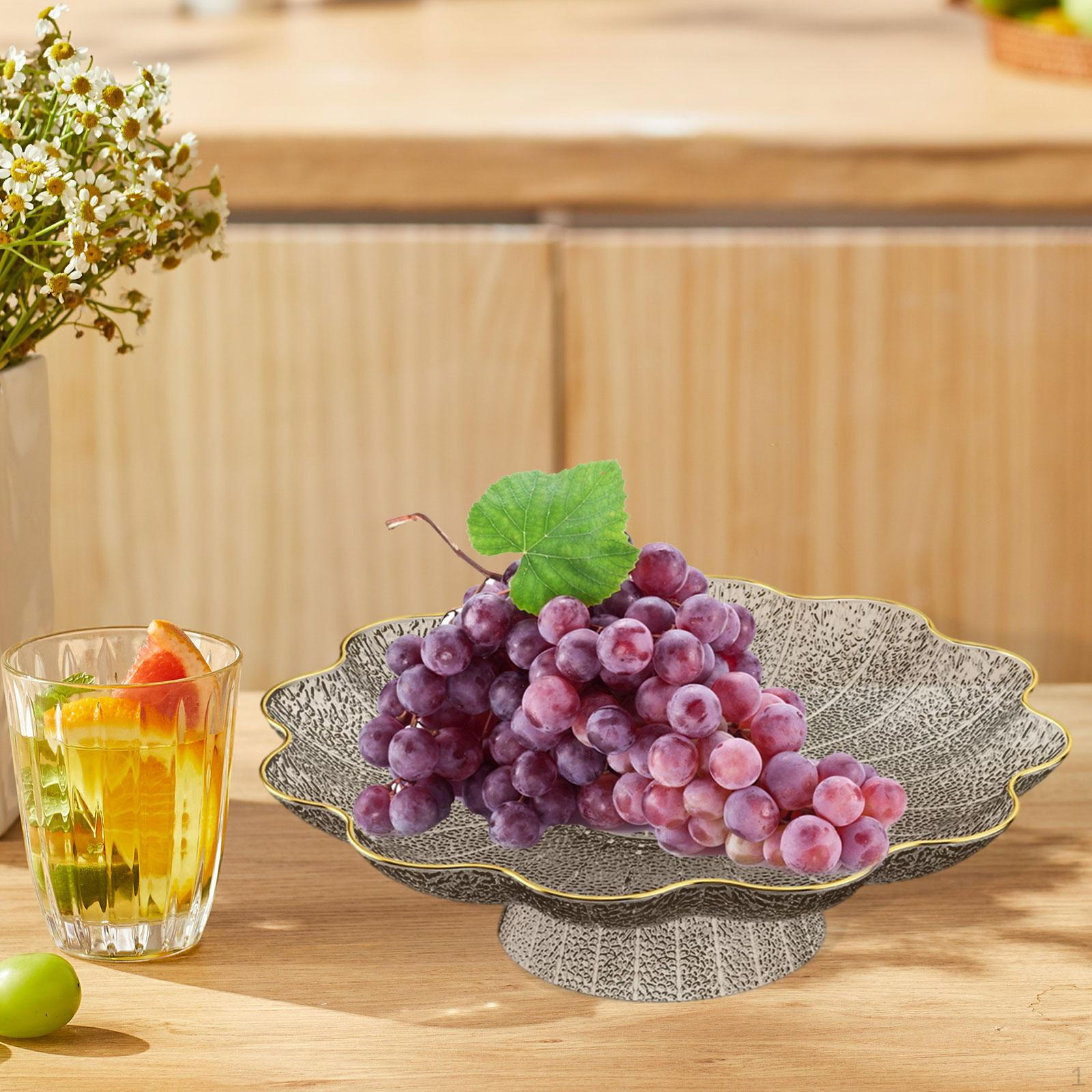

A Modern And Versatile Freestanding Fruit Stand, Ideal for Serving Fruit, Vegetables, Snacks. gray silver base