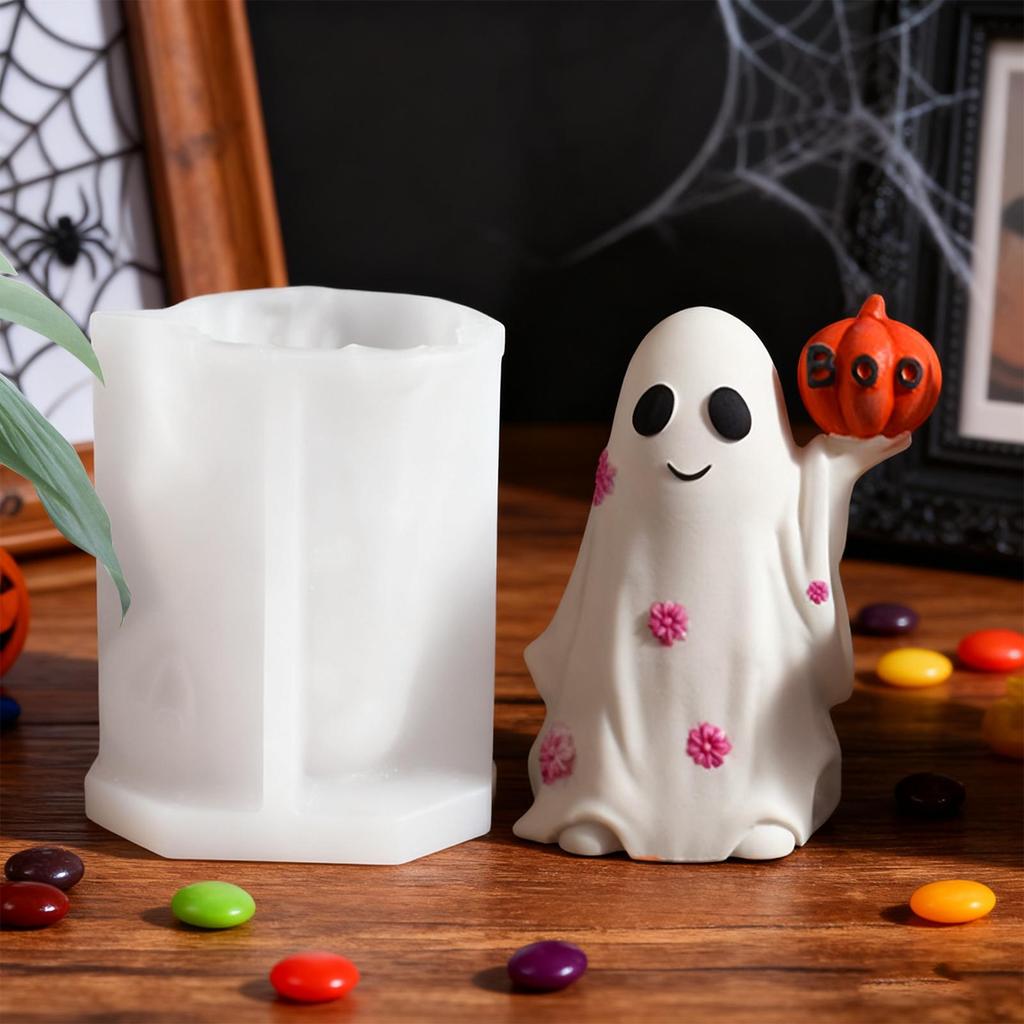 Halloween Molds Pumpkin Ghost Reusable Crafting Tools Spooky Resin Silicone Molds Candle Making For Epoxy Wax Plaster Desk Decor