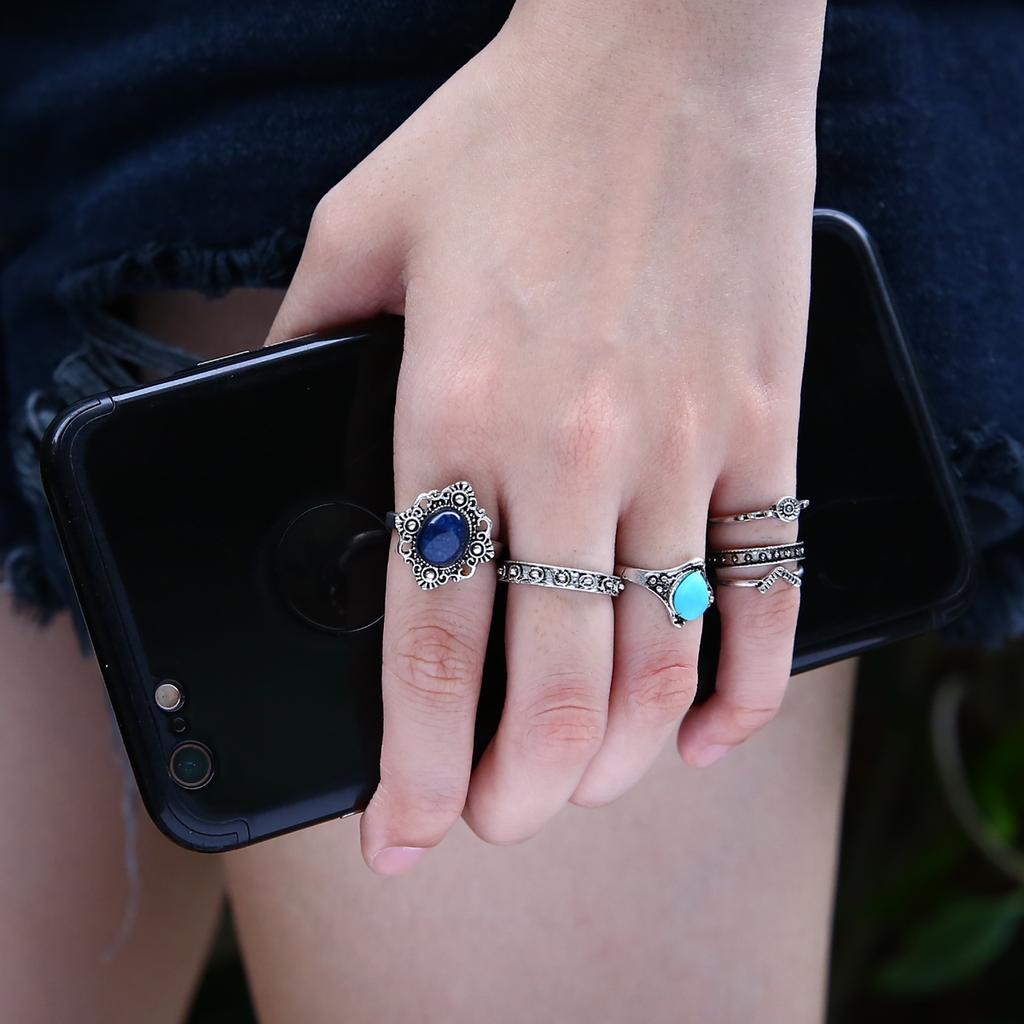 6 Stück/Set Damen Silber Türkis Midi Über Knöchel Ring Schmuck Geschenke