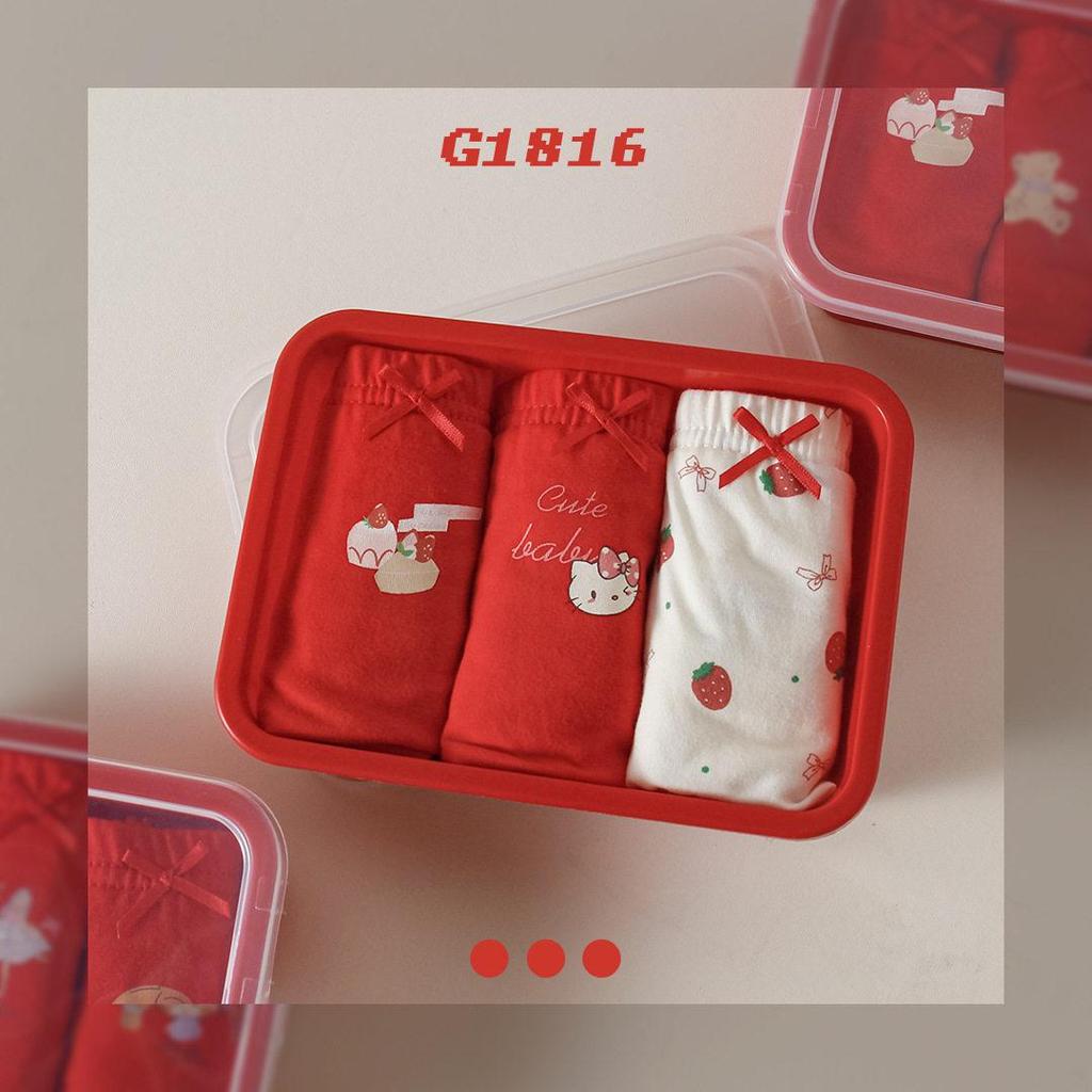 Premium Zodiac Pure Cotton Boxer Briefs for Kids: Unisex Red New Year Underwear in Gift Box