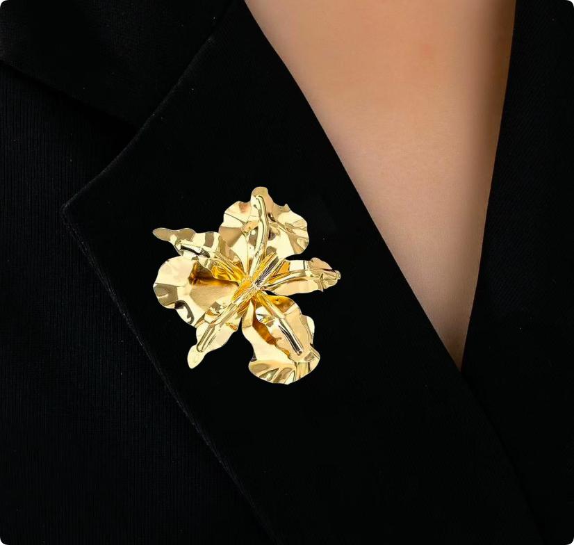 European And American Retro Alloy Flower Set With Pearl Brooch Chest Flower