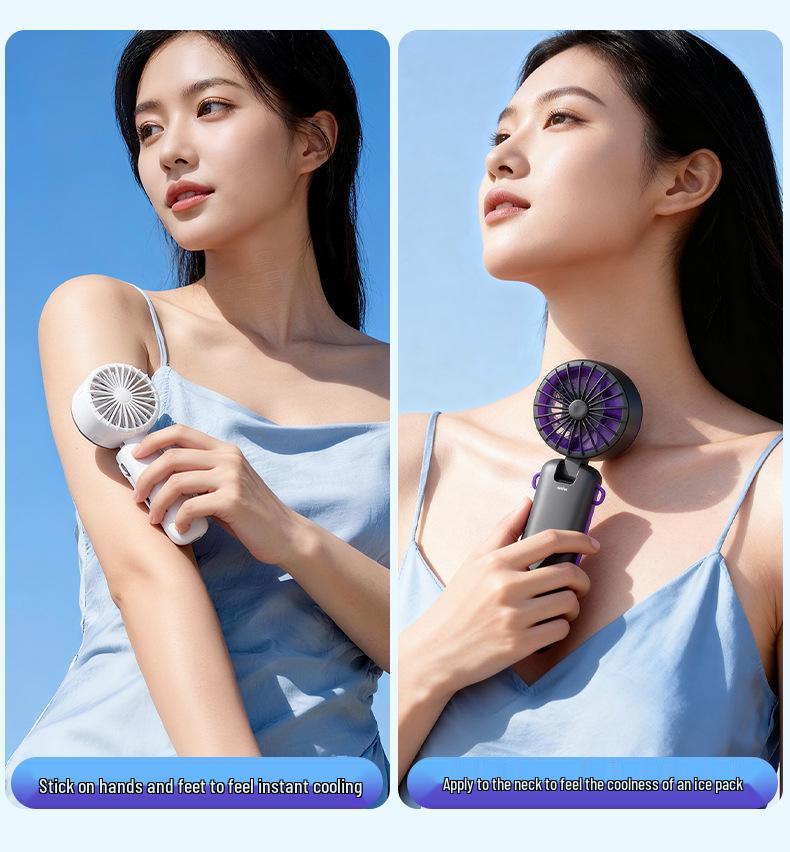 26 Ice Pack Portable Mini Handheld Fan with USB Charging and Folding Neck Design