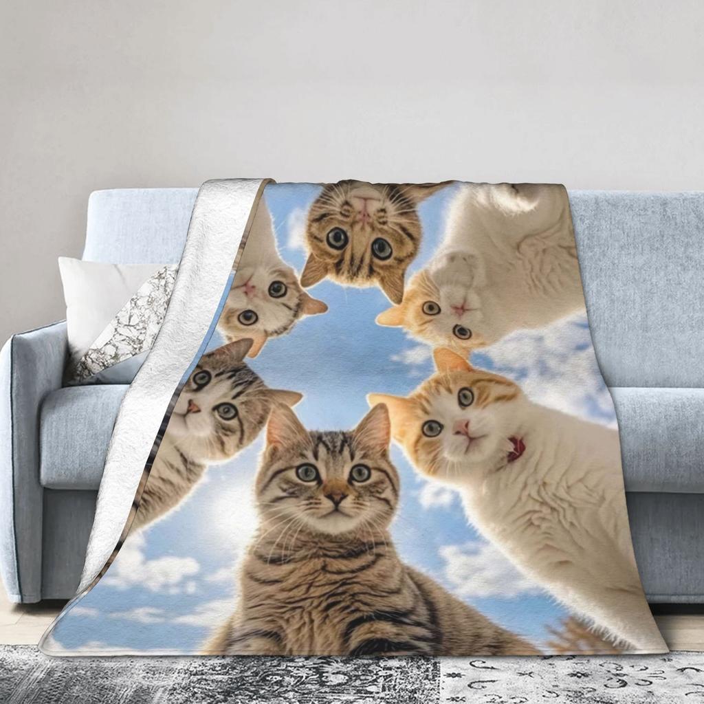 Funny Dog Selfie Flannel Blanket Winter  Super Soft Throw Blanket for Girls Boys Outdoor Comfortable Bedspread Sofa Bed Cover