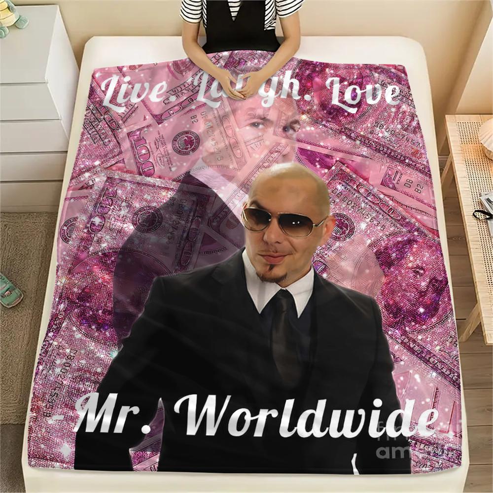 1Pc Mr. Worldwide Print Flannel Blanket, High Quality Comfortable for All Seasons, Home Decor, Warmth and Comfort, Perfect for Christmas Gifts