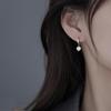 Korean Rhinestone Heart Ear Cuff 925 Sterling Silver Earrings for Women